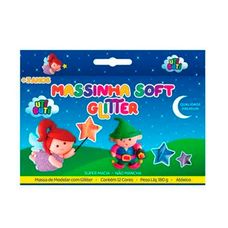 Massinha de Modelar Soft Glitter 180g Com 12 Cores - Uti Guti