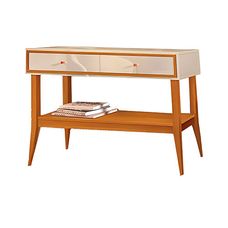 Aparador Com 2 Gavetas Bari Off White/Cedro - Edn Móveis