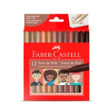 Canetinha Hidrográfica Faber-Castell 12 Cores Vai e Vem Tons de Pele