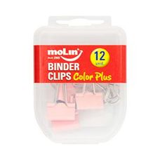 Binder Clips Rosa Color Plus 19mm com 12 Unidades - Molin