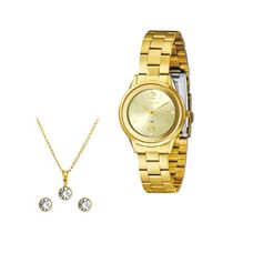 Kit Relógio Lince Feminino Dourado LRGH166L30 K00UC2K
