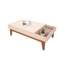 Mesa de Centro Vitta Off White/Nature - HB Móveis
