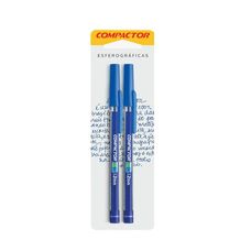 Caneta Esferográfica 07 B 1.2mm Azul Blister Com 2 Unidades - Compactor
