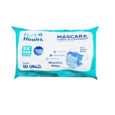 Máscara Descartável Fort Health Tripla Camada Com 50 Unidades