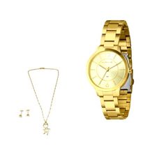 Kit Relógio Lince Feminino Dourado LRG4748L38 K02GC2KX