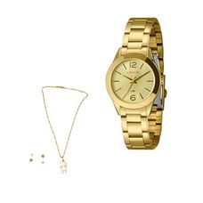 Kit Relógio Lince Feminino Dourado LRG4744L34 K01UC2KX