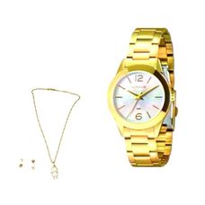 Kit Relógio Lince Feminino Dourado LRG4744L34 K01VS1KX