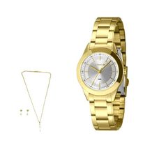 Kit Relógio Lince Feminino Dourado LRG4745L34 K01YS1KX