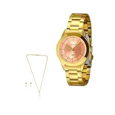 Kit Relógio Lince Feminino Dourado LRG4745L34 K01XR1KX