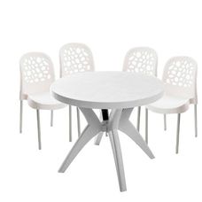Conjunto de Mesa com 4 Cadeiras Deluxe X Branco - Forte Plástico