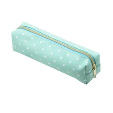 Estojo Estampado 1 Zíper Com Pompom Verde Água e Branco - BRW