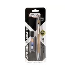 Lapiseira Técnica 0.7mm Com Grafite Dourada - BRW