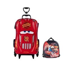 Kit Mochila Com Rodinhas + Lancheira Carros McQueen 3D - Maxtoy