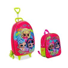 Kit Mochila Com Rodinhas + Lancheira LOL Neon 3D - Maxtoy