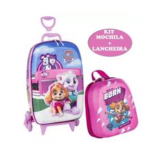 Kit Mochila Com Rodinhas Patrulha Canina Pet Shop 3D+ Lancheira Patrulha Canina Skye 3D - Maxtoy