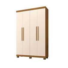 Guarda Roupa 4 Portas 3 Gavetas Milão Cinamomo/Off White - Benetil Móveis