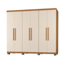 Guarda Roupa 6 Portas 3 Gavetas Milão Cinamomo/Off White - Benetil Móveis