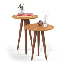 Conjunto de Mesas Laterais Slim Cinamomo - Patrimar Móveis