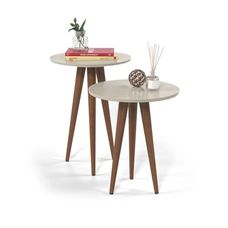 Conjunto de Mesas Laterais Slim Off White - Patrimar Móveis