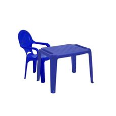 Conjunto de Mesa Dona Chica Com 1 Cadeira Catty Infantil Tramontina em Polipropileno Azul