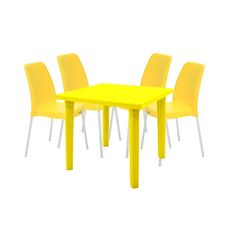 Conjunto de Mesa Quadrada Sancho Com 4 Cadeiras Vanda Amarela - Tramontina