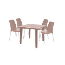 Conjunto de Mesa Quadrada Sancho Com 4 Cadeiras Vanda Camurça - Tramontina