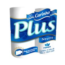 Papel Higiênico Carinho Plus Folha Simples Neutro Com 4 Rolos de 30 Metros