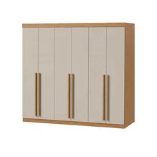 Guarda-Roupa Bertha 6 Portas Com Pés Amêndoa Clean/Off White - Móveis Lopas