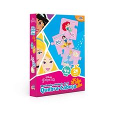 Quebra-Cabeça 26 Peças Princesas Disney Montando o Alfabeto de A-Z - Novo Papel