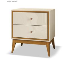 Mesa de Cabeceira Lucca Off White/Cedro - EDN Móveis