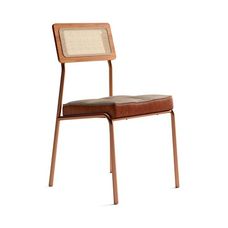 Cadeira Carraro Lux Rosé Cobre com Freijó Tecido Linho Areia e Courino Caramelo 1741
