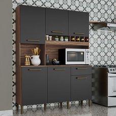 Cozinha Compacta Pinot 6 Portas 1 Gaveta Amêndoa/Chumbo - Rio Doce