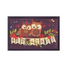 Tapete Fenice Estampado Uzoo 59x39cm Borda Coruja Marrom