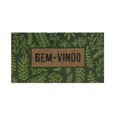 Tapete Capacho Fibra de Coco Botânico Uzoo 60x33cm Folha Verde
