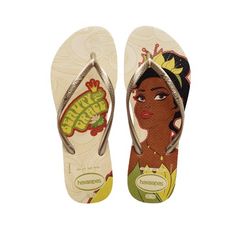 Chinelo Havaianas Slim Princesas Bege Palha 35/36