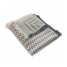 Manta Para Sofá Campestre Zig 1,50x1,20m Cinza Escuro-Cinza Claro - Artesanal Teares