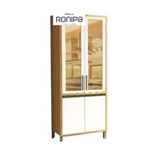 Paneleiro de Cozinha Cristaleira 70cm Com Vidro Reflecta Tempranillo Amêndoa/Off White - Rio Doce
