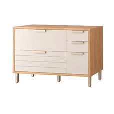 Balcão Eloise 120cm 1 Porta Basculante 4 Gavetas Freijó/Off White - MGM Móveis