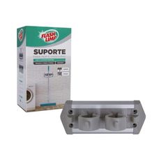 Suporte Para Mops e Vassouras Com 5 Compartimentos Cinza - Flash Limp