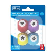 Furador Decorativo Sortido 9mm Com 4 Unidades - Tilibra