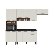 Cozinha Completa Off White em Madeira MDP 4 Peças Vegas com Nicho - Itatiaia
