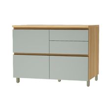 Balcão 1 Porta Basculante 4 Gavetas Rainha 120cm Nature/Verde - Nesher