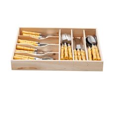 Faqueiro de Aço Inox com Cabo Plástico Bambu 42 Peças - Bon Gourmet