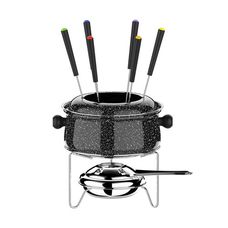 Conjunto Fondue Médio 10 Peças Colorstone Preto - Euro Home