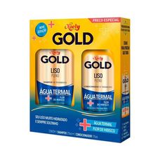 Kit Shampoo 275ml + Condicionador 175ml Niely Gold Liso Pleno Água Termal e Flor de Hibisco