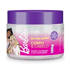 Gel Fixador Infantil Impala Corpo e Cabelo Barbie Com Glitter 120g