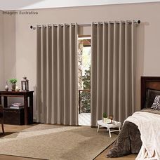 Cortina Pratika 360x250 Amassada Slim Taupe - Bella Janela