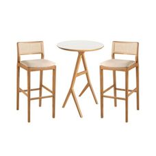 Conjunto Mesa Bistrô Zara com 2 Banquetas Oslo Cinamomo Claro/Off White - Móveis Rafana