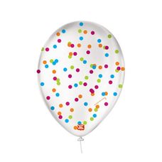 Balões São Roque Decorado 9 Tema Confetti Transparente/Rosa/Azul/Amarelo 25 Unidades