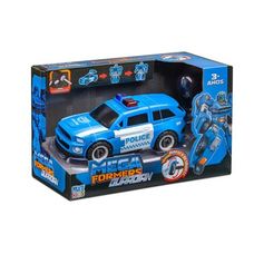 Carrinho Transformável Megaformers Guardian Polícia Azul com Ferramenta - Multikids